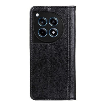 OnePlus 12R (Ace 3) black leather flip case - booklet with magnet | Priedai.lt
