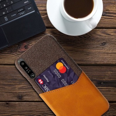 „KSQ“ Shell Sony Xperia 1 IV brown leather case - back with pocket for cards | Priedai.lt