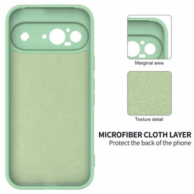 Google Pixel 9 Shell hard liquid silicone (TPU) case green - cover | Priedai.lt