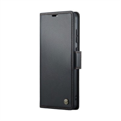 Xiaomi Poco X6 Pro 5G (Redmi K70E) CaseMe Leather Solid Flip Case Book - Black | Priedai.lt