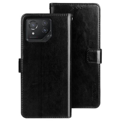 Asus Rog Phone 8 (8 Pro) „IDEWEI“ flip-up black leather case - wallet | Priedai.lt