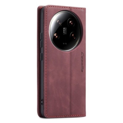 Xiaomi 14 Ultra CaseMe Retro Solid Flip Case Book - Burgundy | Priedai.lt