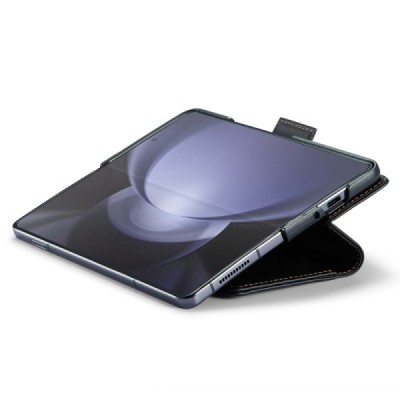 Samsung Galaxy Fold6 5G (SM-F956B) „CaseMe“ Leather solid flip black leather case - booklet | Priedai.lt