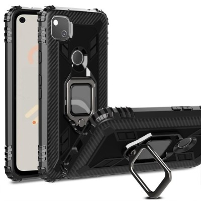 Enhanced protections „Kickstand“ Google Pixel 4A black hard silicone (TPU) and plastic case | Priedai.lt