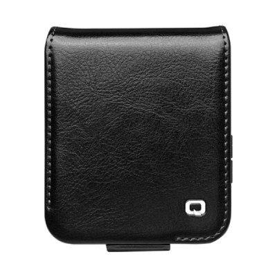 Samsung Galaxy Flip7 FE / Flip6 "QIALINO" flip-up leather case cover - black | Priedai.lt