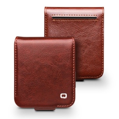Samsung Galaxy Flip7 FE / Flip6 "QIALINO" flip-up leather case cover - brown | Priedai.lt