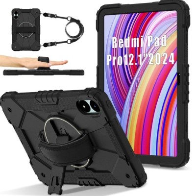 Xiaomi Redmi Pad Pro (Poco Pad) reinforced protection (360°) black kickstand case cover | Priedai.lt
