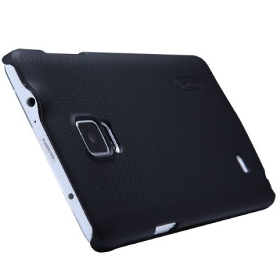 Nillkin Frosted Shield Samsung Galaxy Note 4 (N910) juodas plastikinis dėklas + apsauginė ekrano plėvelė / Priedai.lt