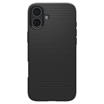 "Spigen" Liquid Air Apple iPhone 16 Black Hard Silicone Case Cover - Back | Priedai.lt