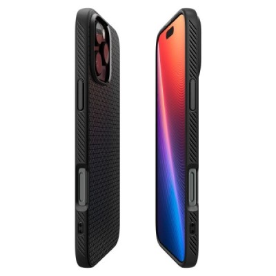 "Spigen" Liquid Air Apple iPhone 16 Pro Max Black Hard Silicone Case Cover - Back | Priedai.lt