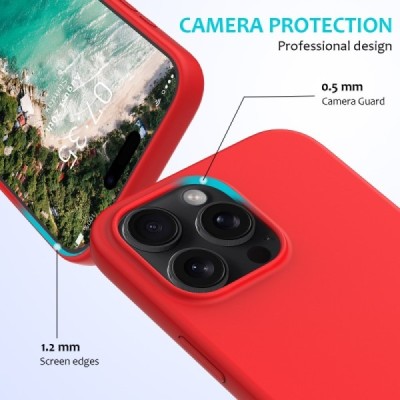 Apple iPhone 16 Pro "Shell" hard liquid silicone (TPU) red case - cover | Priedai.lt