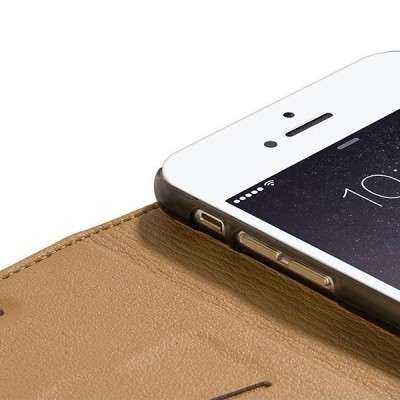 Prabangus „HOCO“ Luxury serijos odinis atverčiamas šviesiai rudas Apple iPhone 6 Plus (6s Plus) dėklas / Priedai.lt