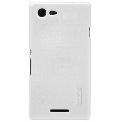 Nillkin Frosted Shield Sony Xperia E3 baltas plastikinis dėklas + apsauginė ekrano plėvelė / Priedai.lt