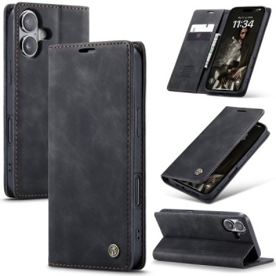 Apple iPhone 16 CaseMe Retro Solid Flip Case Book - Black | Priedai.lt