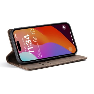 Apple iPhone 16 Plus CaseMe Retro Solid Flip Case Book - Brown | Priedai.lt