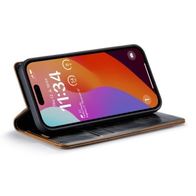 Apple iPhone 16 Plus CaseMe Leather Solid Flip Case Book - Brown | Priedai.lt