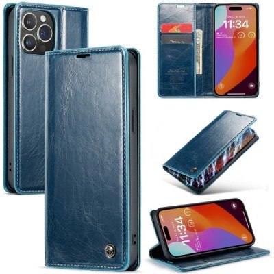 Apple iPhone 16 Pro Max CaseMe Leather Solid Flip Case Book - Blue | Priedai.lt