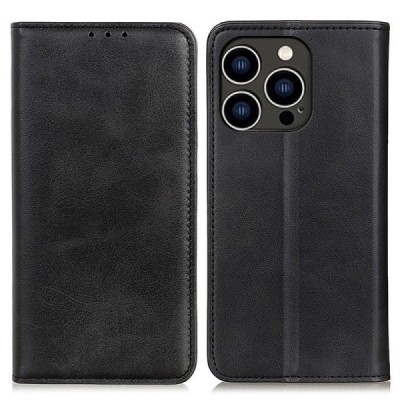 Apple iPhone 16 Pro "Split" black leather flip case - book | Priedai.lt
