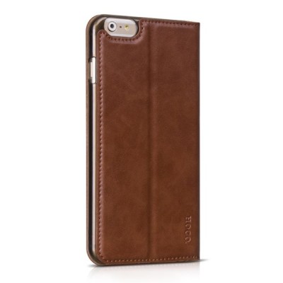 Prabangus „HOCO“ Luxury serijos odinis atverčiamas rudos Apple iPhone 6 Plus (6s Plus) dėklas / Priedai.lt