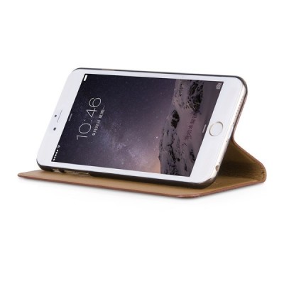 Prabangus „HOCO“ Luxury serijos odinis atverčiamas rudos Apple iPhone 6 Plus (6s Plus) dėklas / Priedai.lt