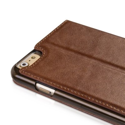 Prabangus „HOCO“ Luxury serijos odinis atverčiamas rudos Apple iPhone 6 Plus (6s Plus) dėklas / Priedai.lt