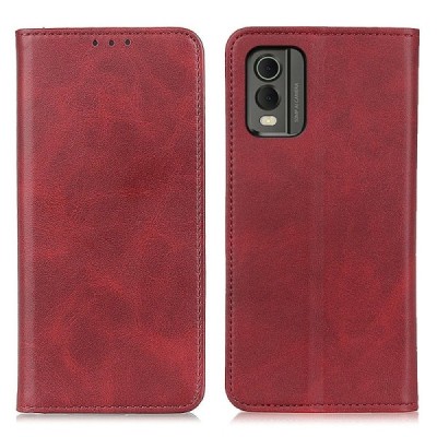 Nokia C32 "Split" red leather flip case - book | Priedai.lt