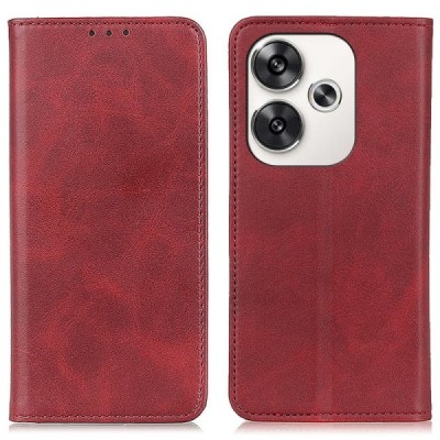 Poco F6 5G "Split" red leather flip case - book | Priedai.lt