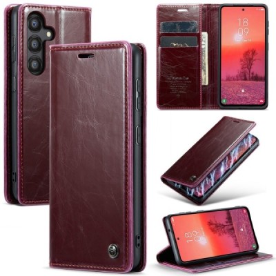 Samsung Galaxy A35 CaseMe Leather Solid Flip Case Book - Burgundy | Priedai.lt