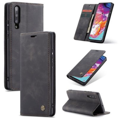 Samsung Galaxy A70 CaseMe Retro Solid Flip Case Book - Black | Priedai.lt