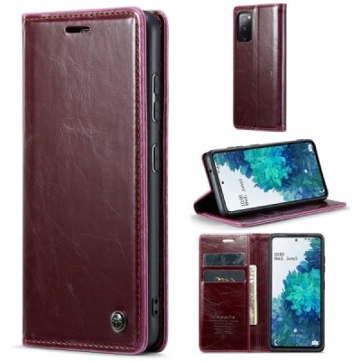 Samsung Galaxy S20 FE CaseMe Leather Solid Flip Case Book - Burgundy | Priedai.lt