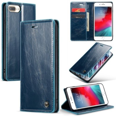 iPhone 6 Plus / 6s Plus / 7 Plus / 8 Plus CaseMe Leather Solid Flip Case Book - Blue | Priedai.lt