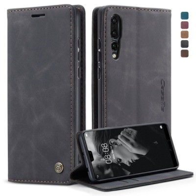 Huawei P20 Pro CaseMe Retro Solid Flip Case Book - Black | Priedai.lt