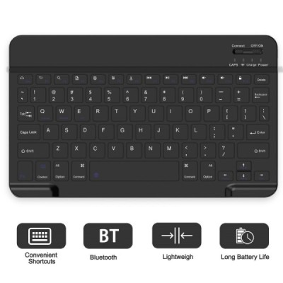 Samsung Galaxy Tab A9+ flip black leather case with bluetooth wireless keyboard | Priedai.lt