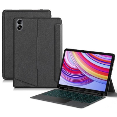 Xiaomi Redmi Pad Pro flip black leather case with bluetooth wireless keyboard | Priedai.lt