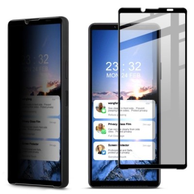 Sony Xperia 10 VI "Imak" 9H Tempered Glass privacy enhanced protection black full coverage screen protector 0.26 mm | Priedai.lt