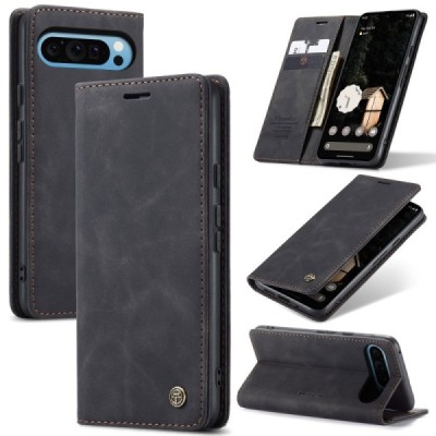 Google Pixel 9 Pro XL CaseMe Retro Solid Flip Case Book - Black | Priedai.lt
