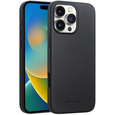 Apple iPhone 16 Pro "QIALINO" Slim MagSafe leather case cover - black | Priedai.lt