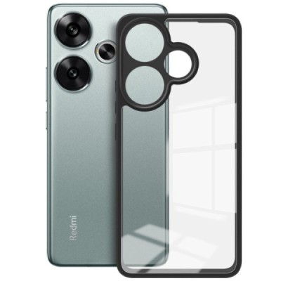 Poco F6 5G "Imak" hard silicone TPU transparent (black edges) case | Priedai.lt