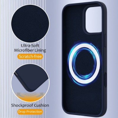 Apple iPhone 16 Pro "Shell" MagSafe Hard Silicone TPU Dark Blue Case Cover - Back | Priedai.lt