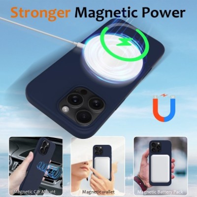 Apple iPhone 16 Pro "Shell" MagSafe Hard Silicone TPU Dark Blue Case Cover - Back | Priedai.lt