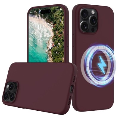 Apple iPhone 16 Pro "Shell" MagSafe Hard Silicone TPU Burgundy Case Cover - Back | Priedai.lt