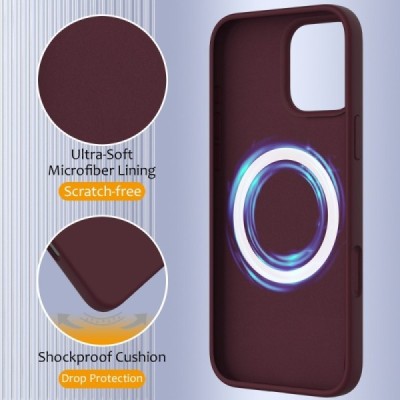 Apple iPhone 16 Pro "Shell" MagSafe Hard Silicone TPU Burgundy Case Cover - Back | Priedai.lt