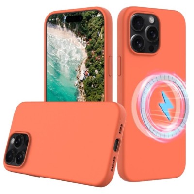 Apple iPhone 16 Pro "Shell" MagSafe Hard Silicone TPU orange Case Cover - Back | Priedai.lt