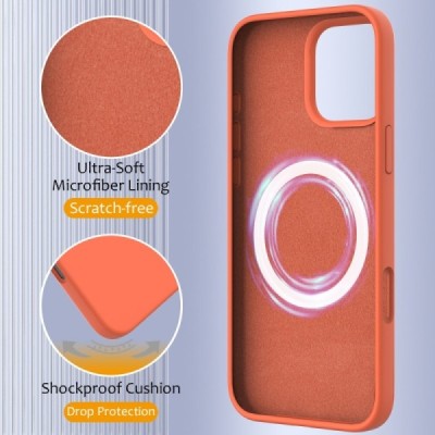 Apple iPhone 16 Pro "Shell" MagSafe Hard Silicone TPU orange Case Cover - Back | Priedai.lt
