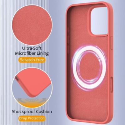 Apple iPhone 16 Pro "Shell" MagSafe Hard Silicone TPU pink Case Cover - Back | Priedai.lt