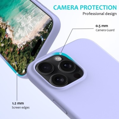 Apple iPhone 16 Pro Max "Shell" hard liquid silicone (TPU) purple case - cover | Priedai.lt