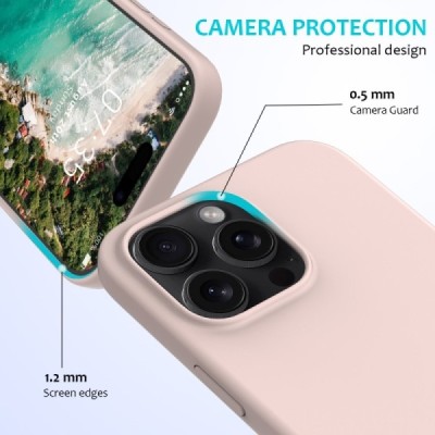 Apple iPhone 16 Pro Max "Shell" hard liquid silicone (TPU) pink case - cover | Priedai.lt