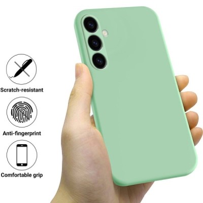 Samsung Galaxy S24 FE "Shell" hard liquid silicone (TPU) case green - cover | Priedai.lt