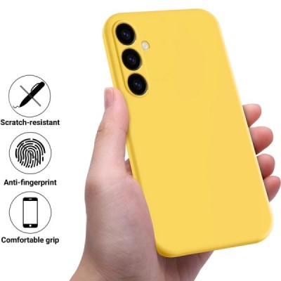 Samsung Galaxy S24 FE "Shell" hard liquid silicone (TPU) case yellow - cover | Priedai.lt