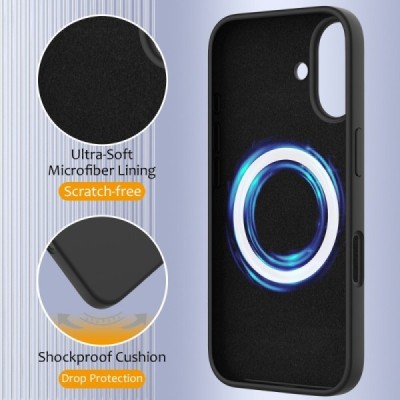 Apple iPhone 16 Plus "Shell" MagSafe Hard Silicone TPU Black  Case Cover - Back | Priedai.lt